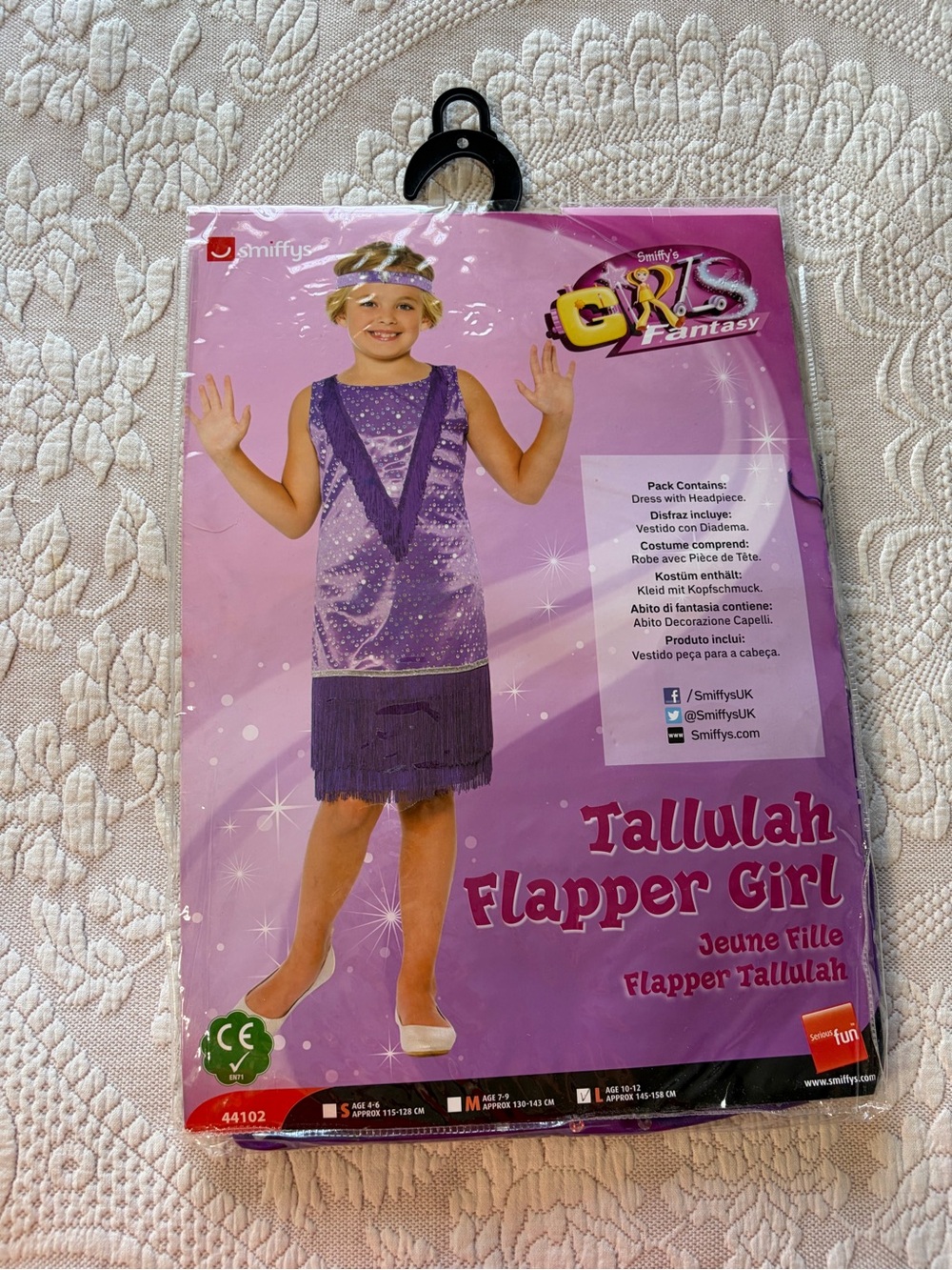 NWT Smiffy Tallulah Purple Flapper Girl Costume for Kids LARGE holiday party